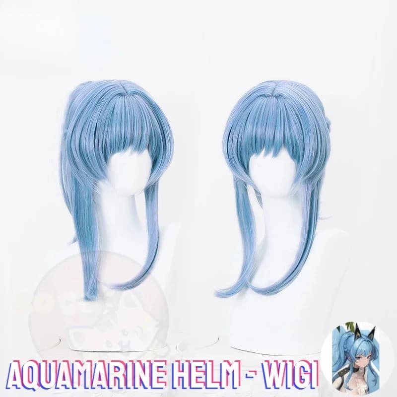 2025 Halloween Cosplay Aquamarine Helm Cosplay Wig Game NIKKE Aquamarine Wig The Goddess of Victory Helm Cosplay Wig Blue 84cm L