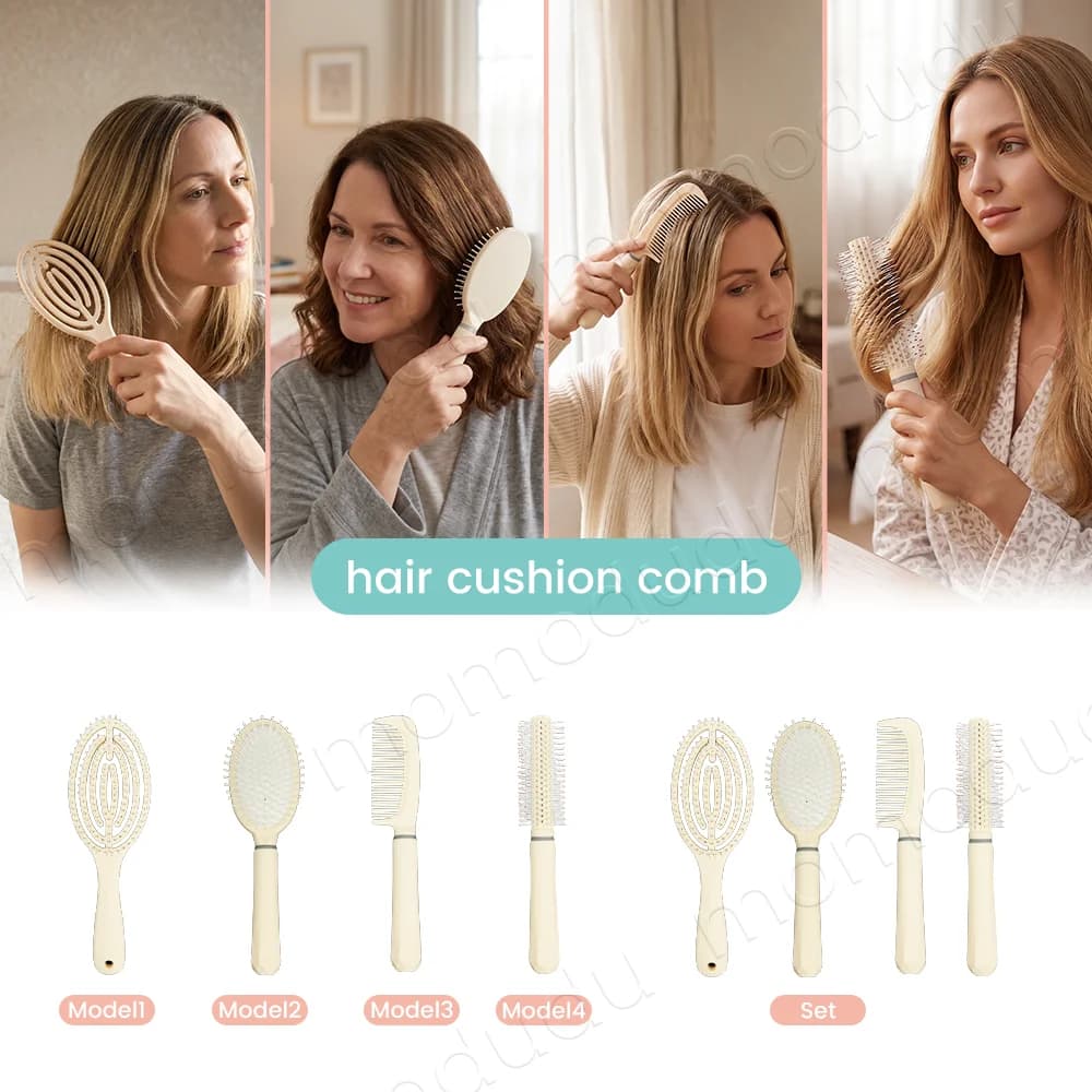 Volumizing Air Cushion Comb Set for Long Hair, Straightening & Curling Massage Brushes, Perfect for Girls’ Dorm & Home Use