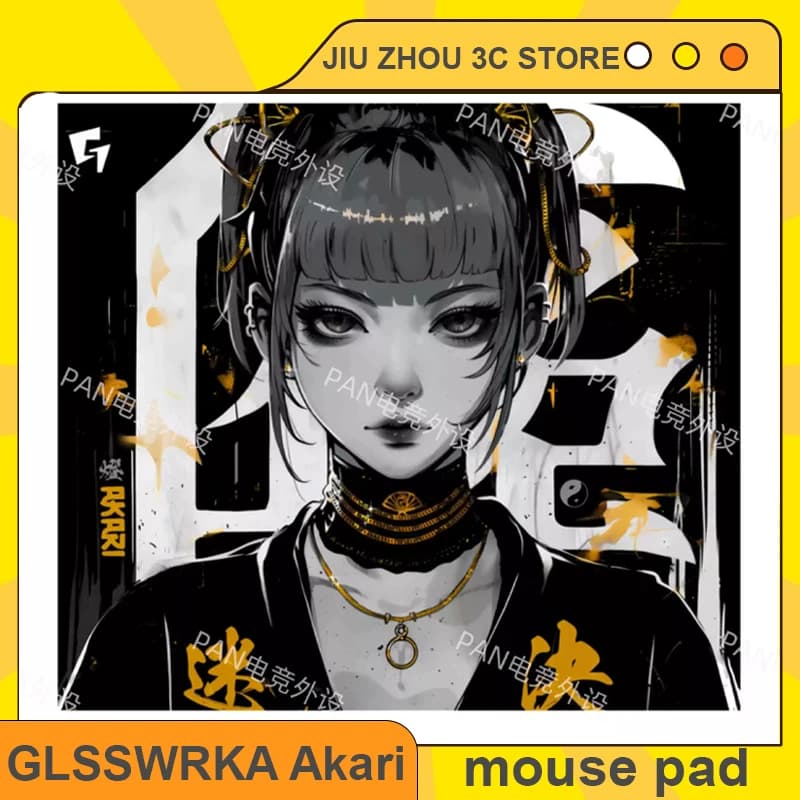 GLSSWRKA Akari Glass Mouse Pad Akari Kazemi Mousepad Upgrade Coated Full Coverage Primer Gaming Large Desk Mat Copy Custom