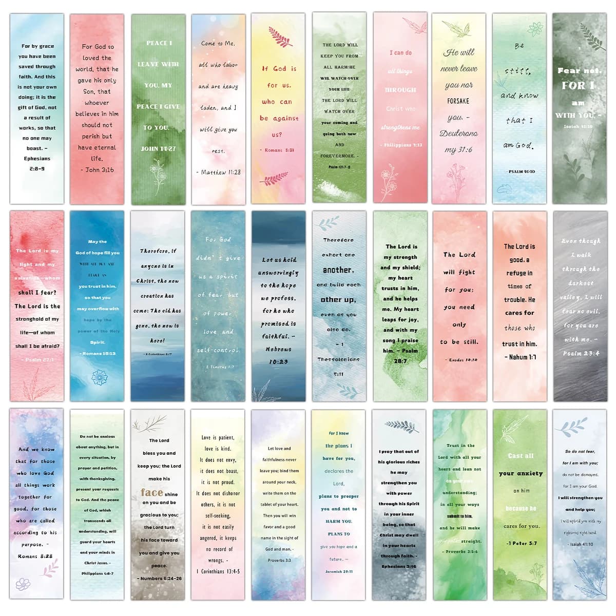 30pcs Watercolor Bible Verse Christian Bookmarks Bible Reading Club Gift Book Pages Annotated Prayer Library Reading Bookmarks