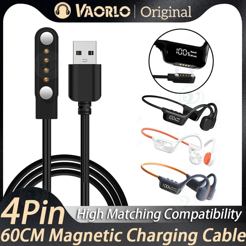 Cavo di ricarica 5V per auricolari a conduzione ossea, supporto trasmissione dati, cavo di ricarica magnetico a 4 pin per cuffie Sanag/S10/New X7