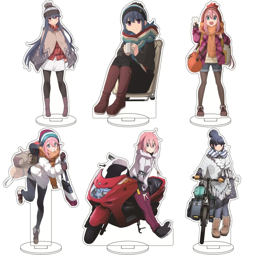 Statuetta in Acrilico da 16CM del Anime Laid-Back Camp con Kagamihara Nadeshiko, Shima Rin, Inuyama Aoi, Saito Ena, Ornamenti e Regali