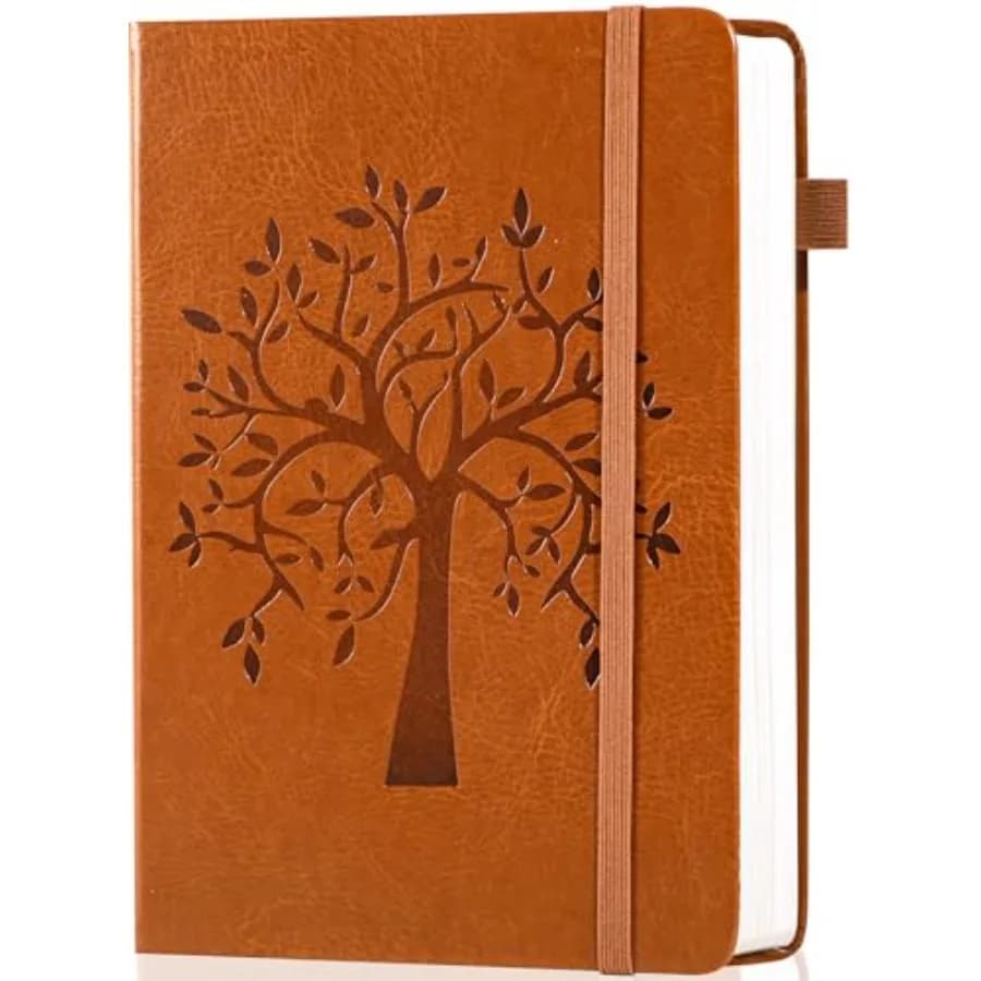Leather Bound Journal for Men and Women, A5 Lined Notebook with 320 Numbered Pages, 100 GSM Thick Paper, Lay Flat Hardcover Jou