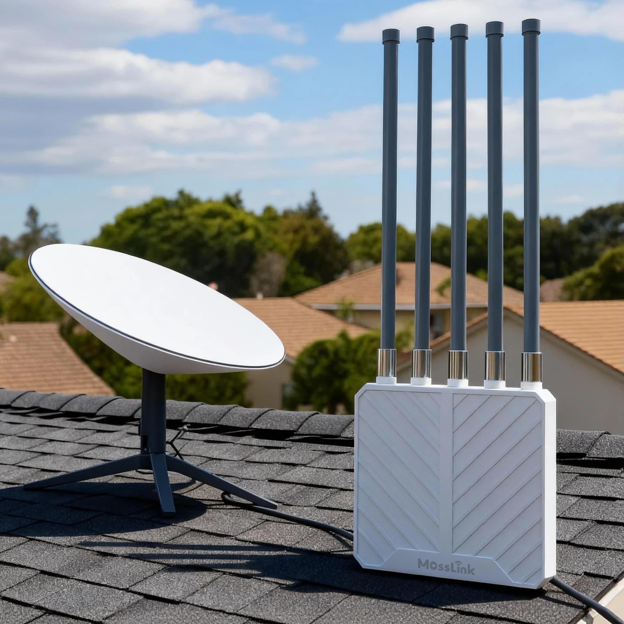 Mosslink Ripetitore WiFi 6 da Esterno a Lungo Raggio Dual Band, Access Point WiFi IP67 PoE Wireless per Estensione Rete Starlink