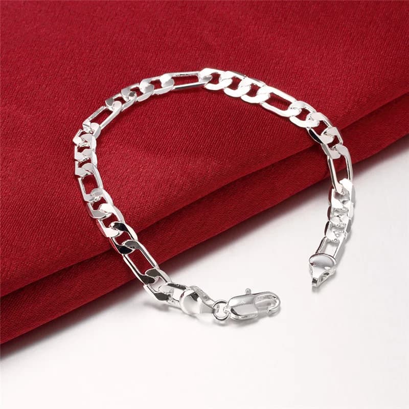 Bellissimo ed elegante braccialetto da sposa da donna e da uomo placcato in argento da 6 mm, commercio all'ingrosso di gioielli classici di moda di alta qualità