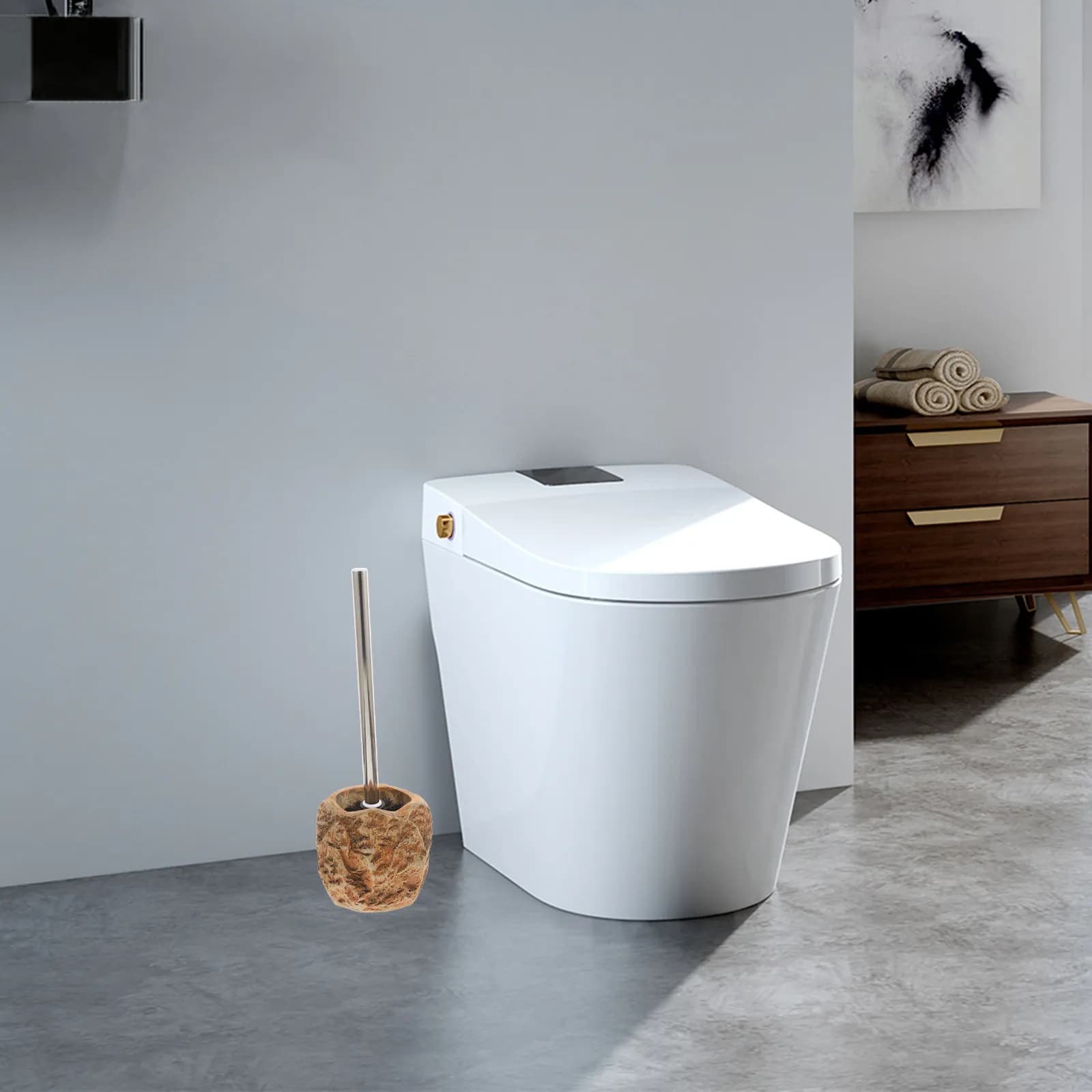 Spazzola per la Pulizia del WC con Supporto, Design Robusto per una Pulizia Profonda in Bagno, Casa, Hotel, Strutture Ricettive