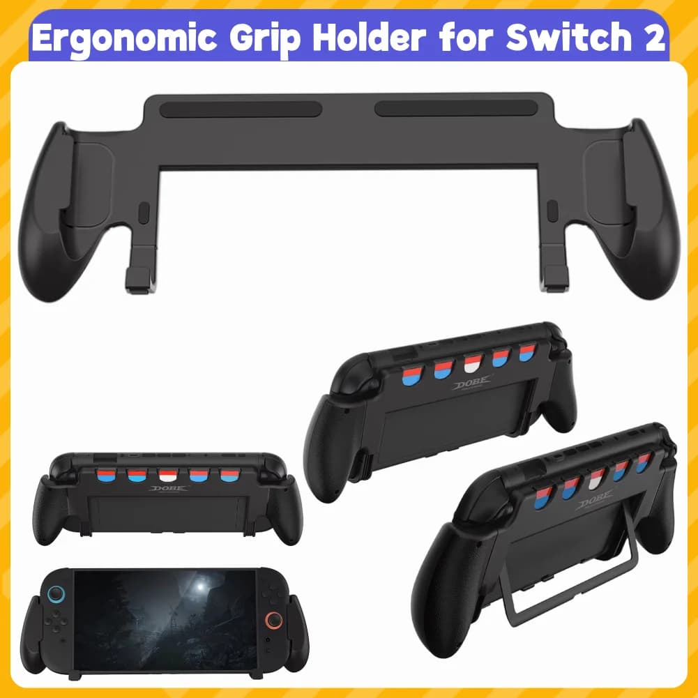 Impugnatura Ergonomica con Supporto per Switch 2, Comoda e Antiscivolo, con 5 Slot per Giochi e Custodia Protettiva