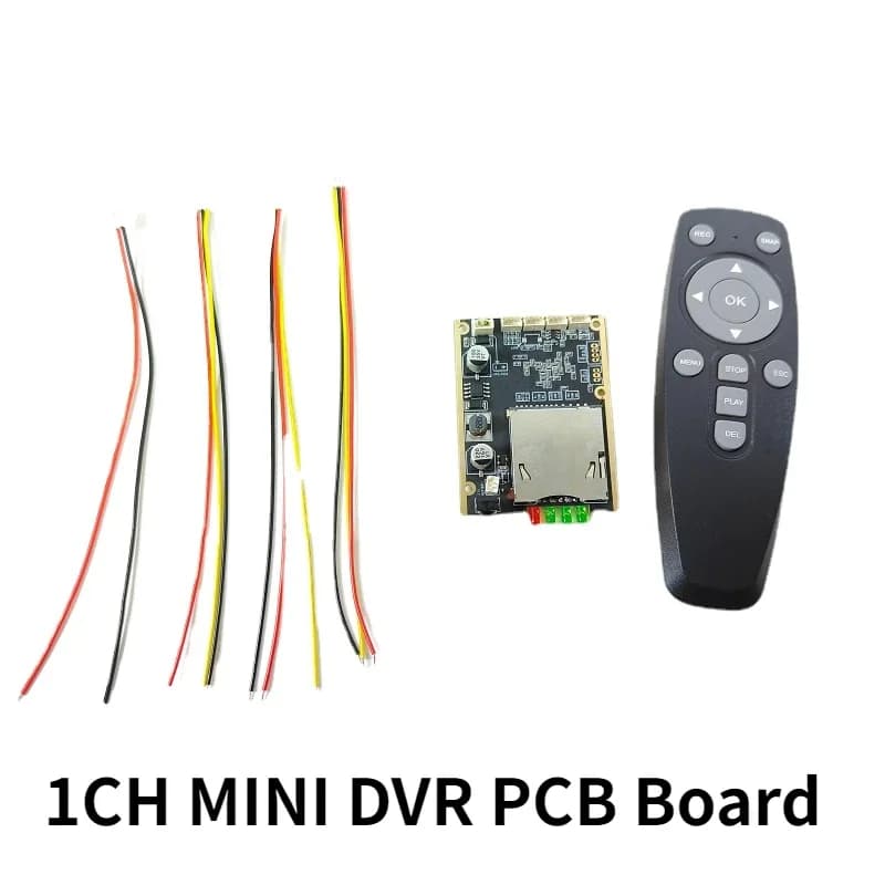 Scheda PCB MINI DVR 1CH con risoluzione D1 Telecomando H264 Supporto fino a 512G Scheda SD Modulo di registrazione video CVBS NTSC PAL