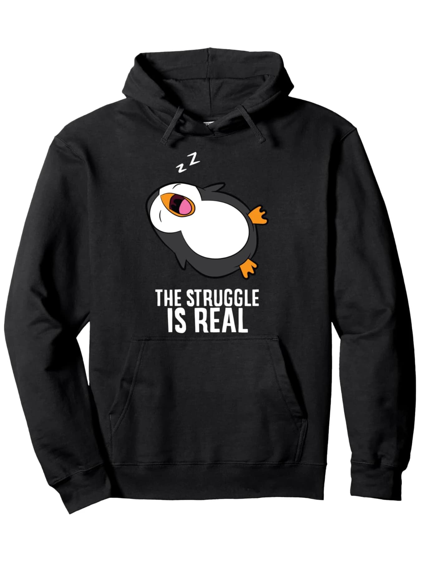 Tired Penguin Pajamas Lazy Penguin Hard Times Are Real Hoodie