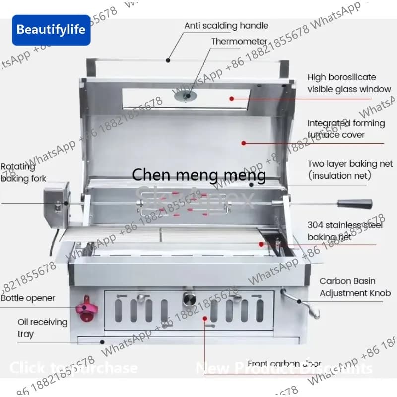 a56 New Arrival Professional Stainless Steel Built-In BBQ Charcoal Grill Non-Stick Grate AntiRust Heavy Duty for Outdoor Party P