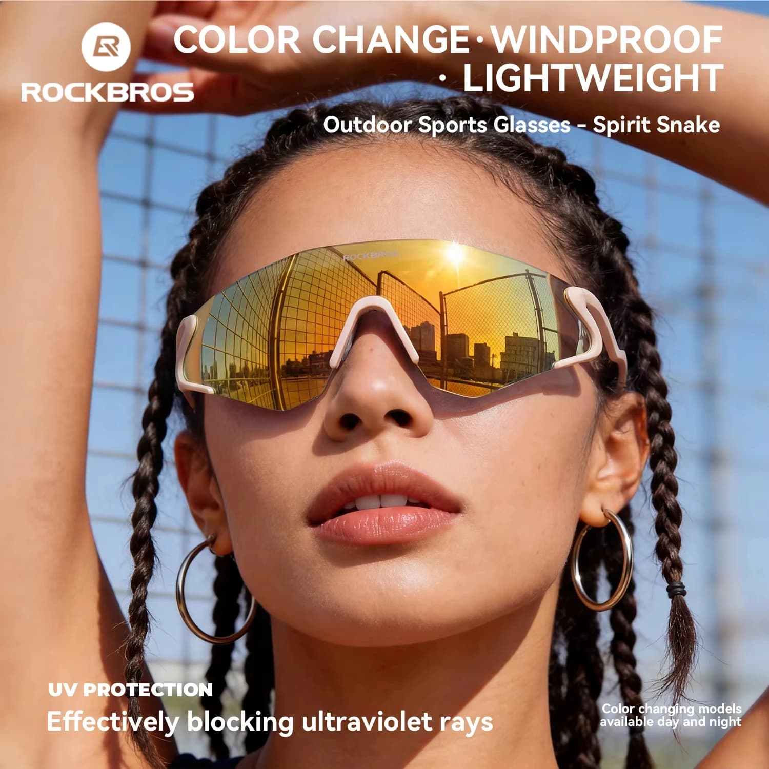 ROCKBROS Photochromic Cycling Glasses Windproof Dustproof UV400 Protection Glasses Cycling Outdoor Sports Sunglasses Unisex