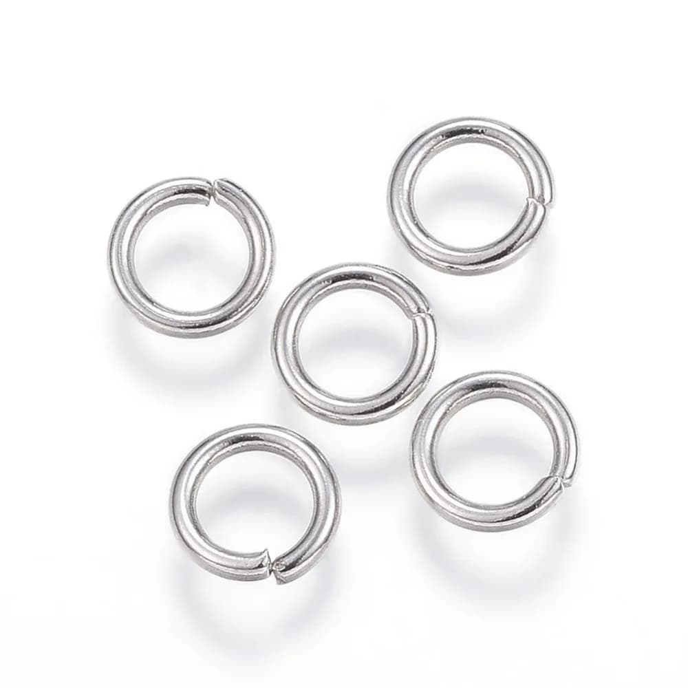 50gs Tarnish Resistant 304 Stainless Steel Open Jump Rings Stainless Steel color 7x1.2mm Inner Diameter: 4.6mm 312pcs/50g