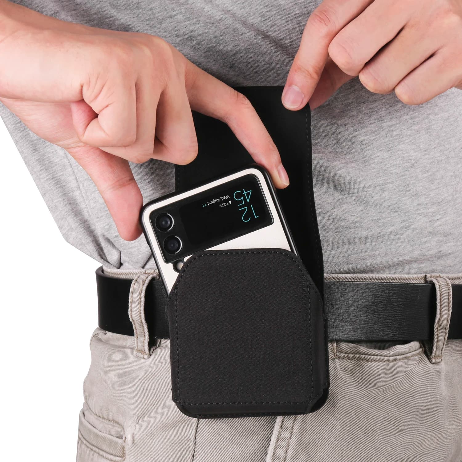 Custodia con clip da cintura in tessuto di nylon Marsupio da uomo per Samsung Galaxy Z Flip 7 6 5 4 3 Flip7 Flip6,Moto Razr 60 50 40 Oppo Holster Cover