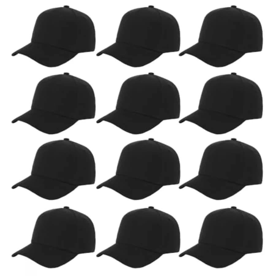 ZH Adjustable Baseball Hat - Set of 12 Unisex Hats from Simple Design for Casual and Outdoor Use, Sports, Travel and Daily Use Perfections