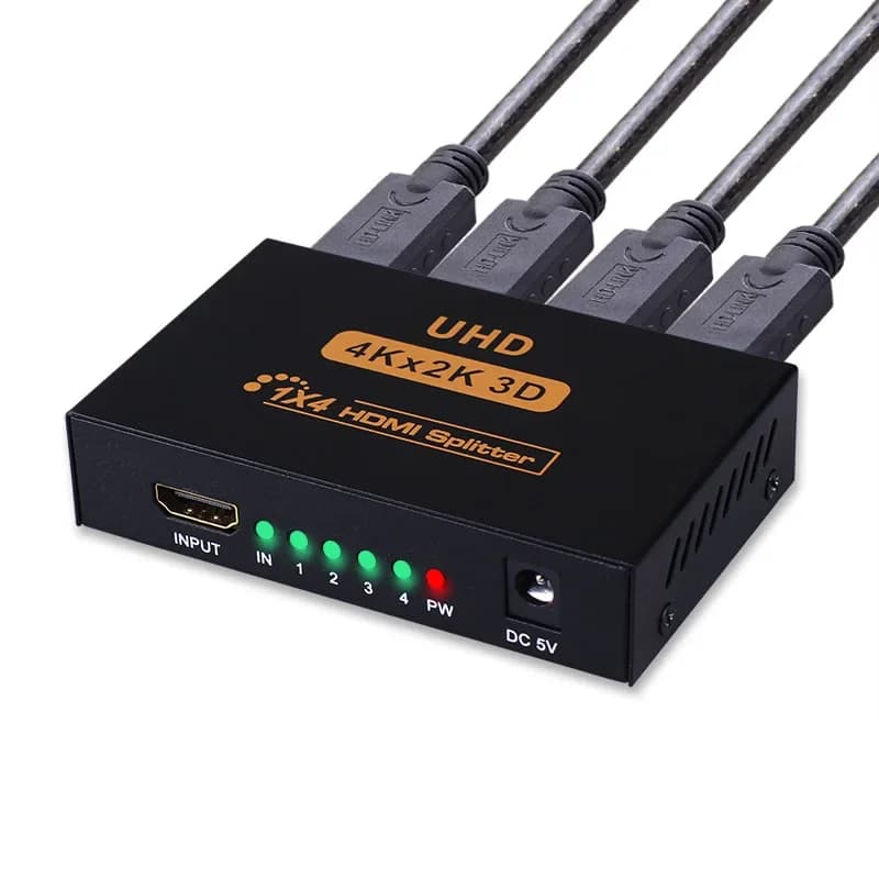 Splitter HDMI 1x2 Splitter distributore HDMI 1x4 1 in 4 out Video 4K Amplificatore schermo duplicato a 4 vie per PC TV Proiettore Monitor