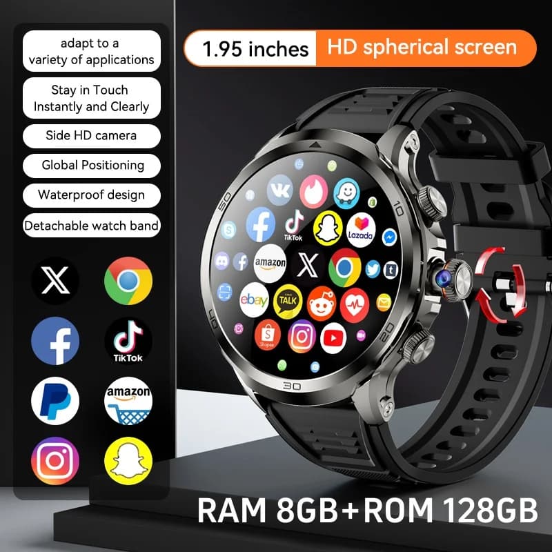 Original Smartwatch H19 Smart Watch Android 10.0 with 190 ° GPS rotary camera WIFI Amoled Screen larger than 1,95 inch 256 GB storage