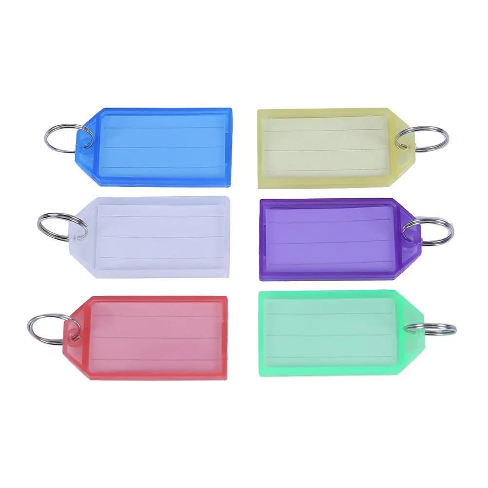24 Pezzi Etichette Identificative Colorate in Plastica con Anelli Robusti per Chiavi, Bagagli, Chiavette USB, Utilizzabili in Hotel, per Proprietari e Agenti