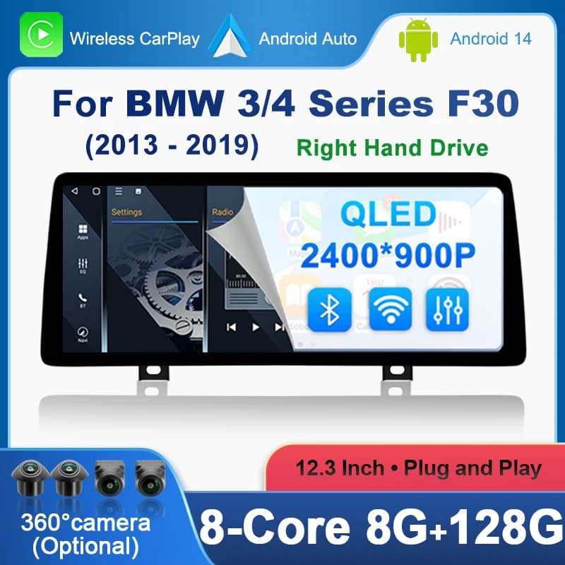 2400*900 Wireless Carplay Schermo Multimediale Android Auto Per BMW 3 4 serie F30 F31 F32 F33 F34 F36 2013-2019 Mano Destra Drvie