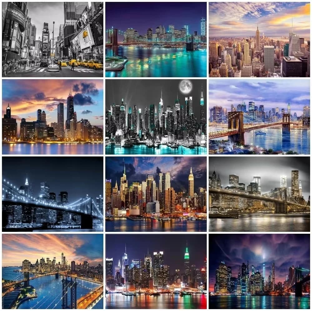 DIY Diamond Painting New York Building Picture Of Rhinestones Diamond Embroidery City Landscape Mosaic Home Decor