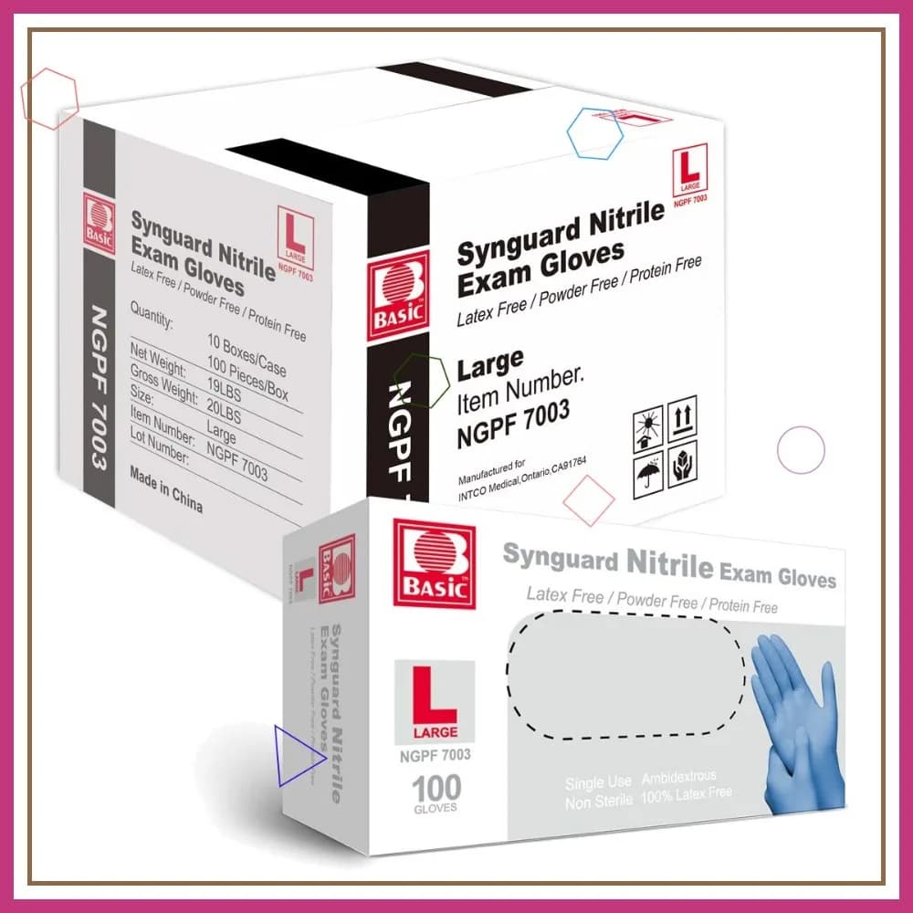 Guanti da Esame in Nitrile Blu per Uso Medico, Senza Lattice e Senza Polvere, Taglia Grande, Confezione da 1.000