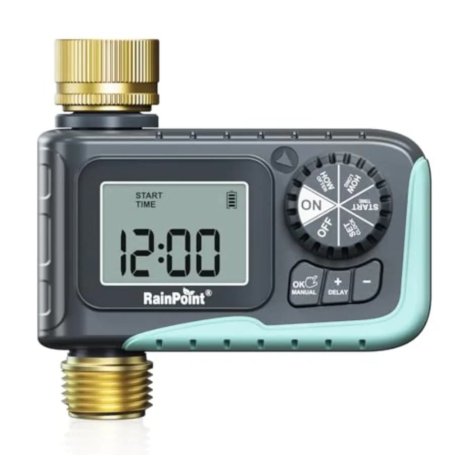 Timer Programmable for Irrigation with Entrance and Exit in Brass for Garden Pipe, Digital Timer for Irrigation in Goccia with Ritardo Pioggia