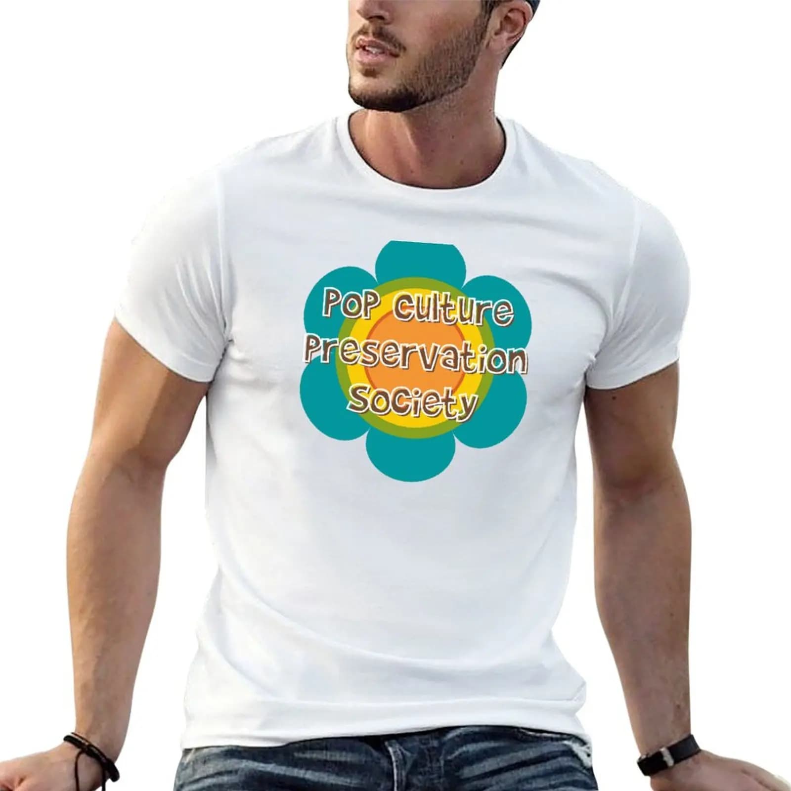 Pop Culture Preservation Society Logo T-Shirt Holiday Casual Short Sleeve Top