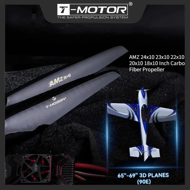 T-MOTOR T-HOBBY AMZ 23x10 20x10 24x10 22x10 18x10 pollici Elica in fibra di carbonio per aerei 3D da 84-89 pollici ad alte prestazioni