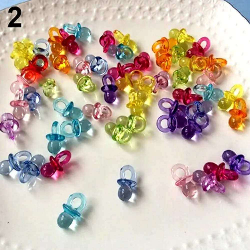 50 pezzi mini ciucci acrilici ciucci trasparenti decorazioni da appendere decorazioni per torte forniture di gioielli fai da te per la festa di baby shower