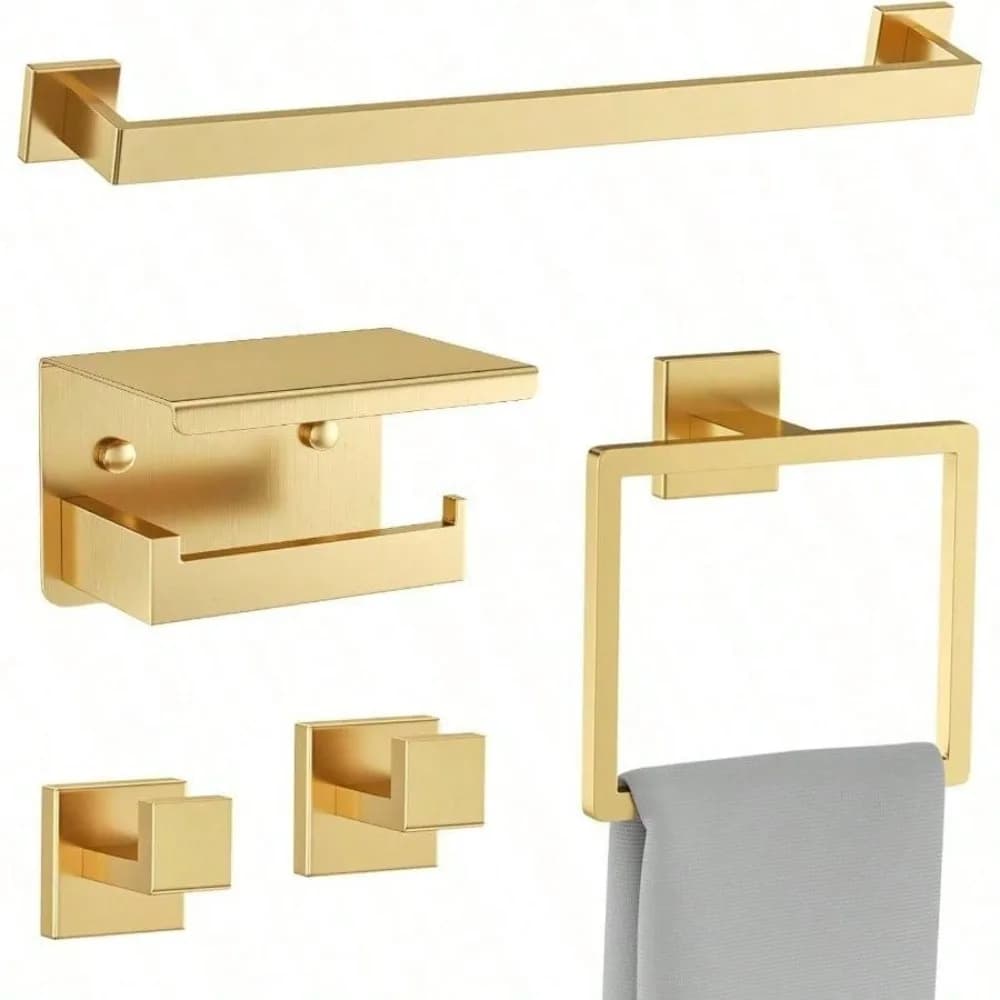 Set di 10 Accessori per Bagno in Nero Opaco, Set Portasciugamani Nero, Set Porta Asciugamani in Acciaio Inox da Parete