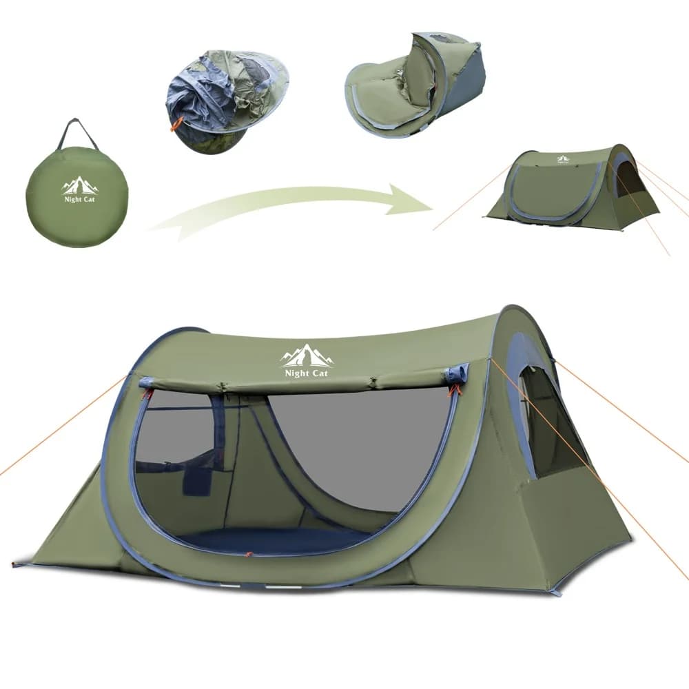 Tenda Pop-Up Night Cat per 2 Persone con Zanzariera: Tenda da Campeggio Impermeabile Facile da Montare per Picnic e Festival in Parco o Giardino