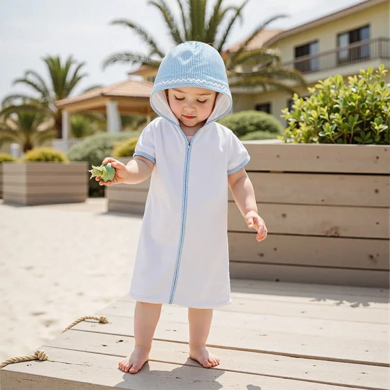 Asciugamano da spiaggia per bambini con cappuccio ricamato copricostume per bambini piccoli Accappatoio per ragazzi e ragazze per piscina e spiaggia