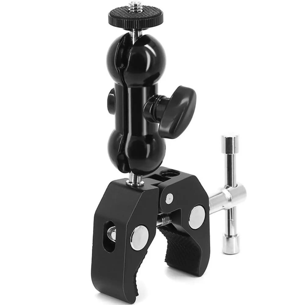 Metal 360 Dual Ball Head Magic Arm Super Crab Clamp Mount 1/4 Screw for Camera Monitor Microphone LED Light Desk Rig