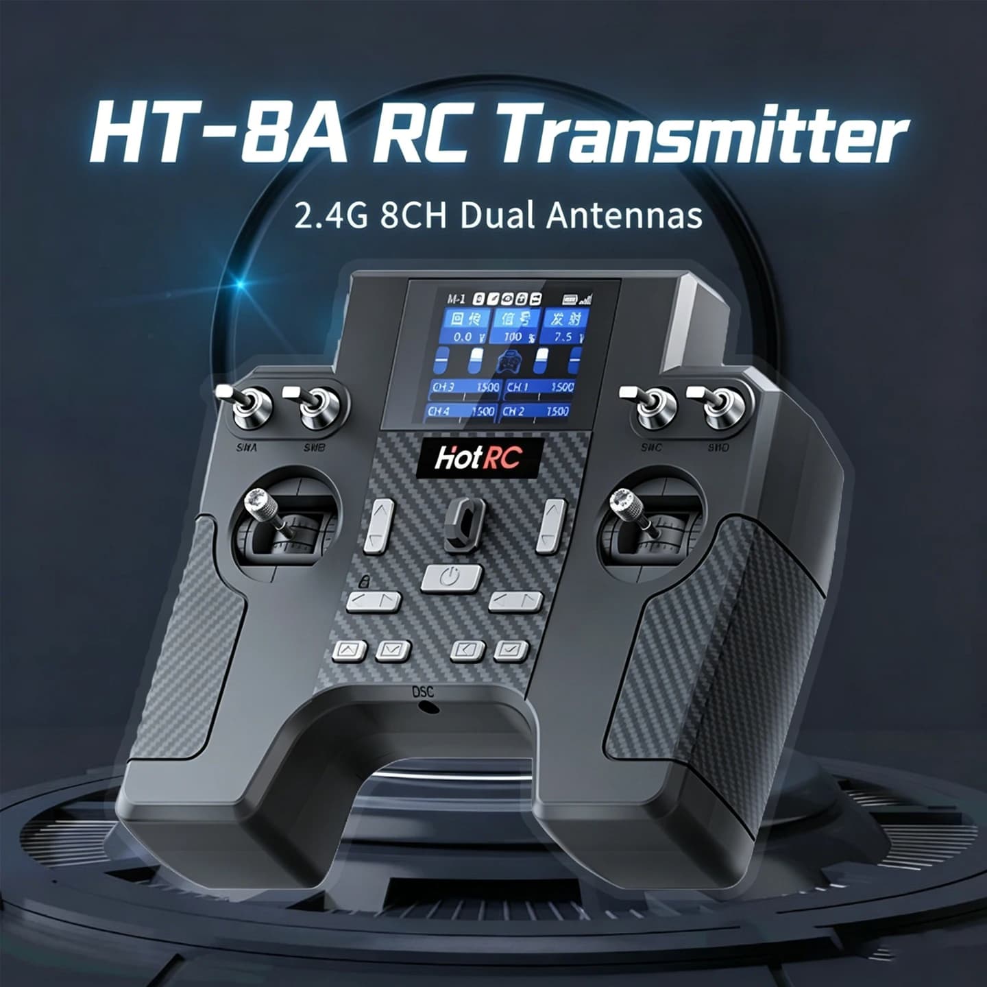 OTRC HT-8A Transmitter 8CH Radio Controller Cruise Control Gyroscope 300M with F-08A Receiver For Model Aircraft Car Boat