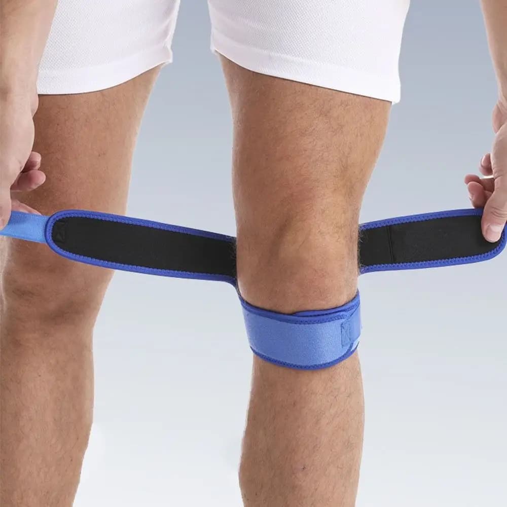 Ginocchiere Sportive Regolabili, Fascia di Supporto per Ginocchio con Stabilizzatore di Sicurezza, Fascia Elastica Ammortizzante per Ginocchio