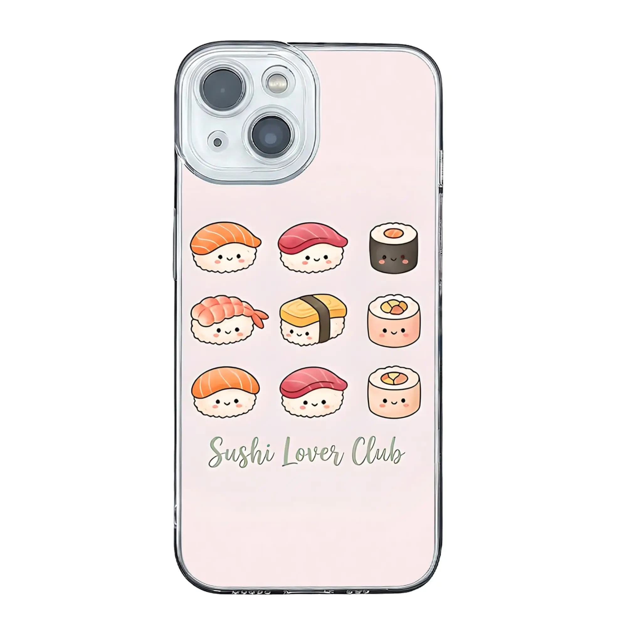 Custodia Protettiva Anti-collisione Kawaii Sushi Lover Club con Sushi Pastello Carino per iPhone 17 16 15 14 13 12 11 Pro Max
