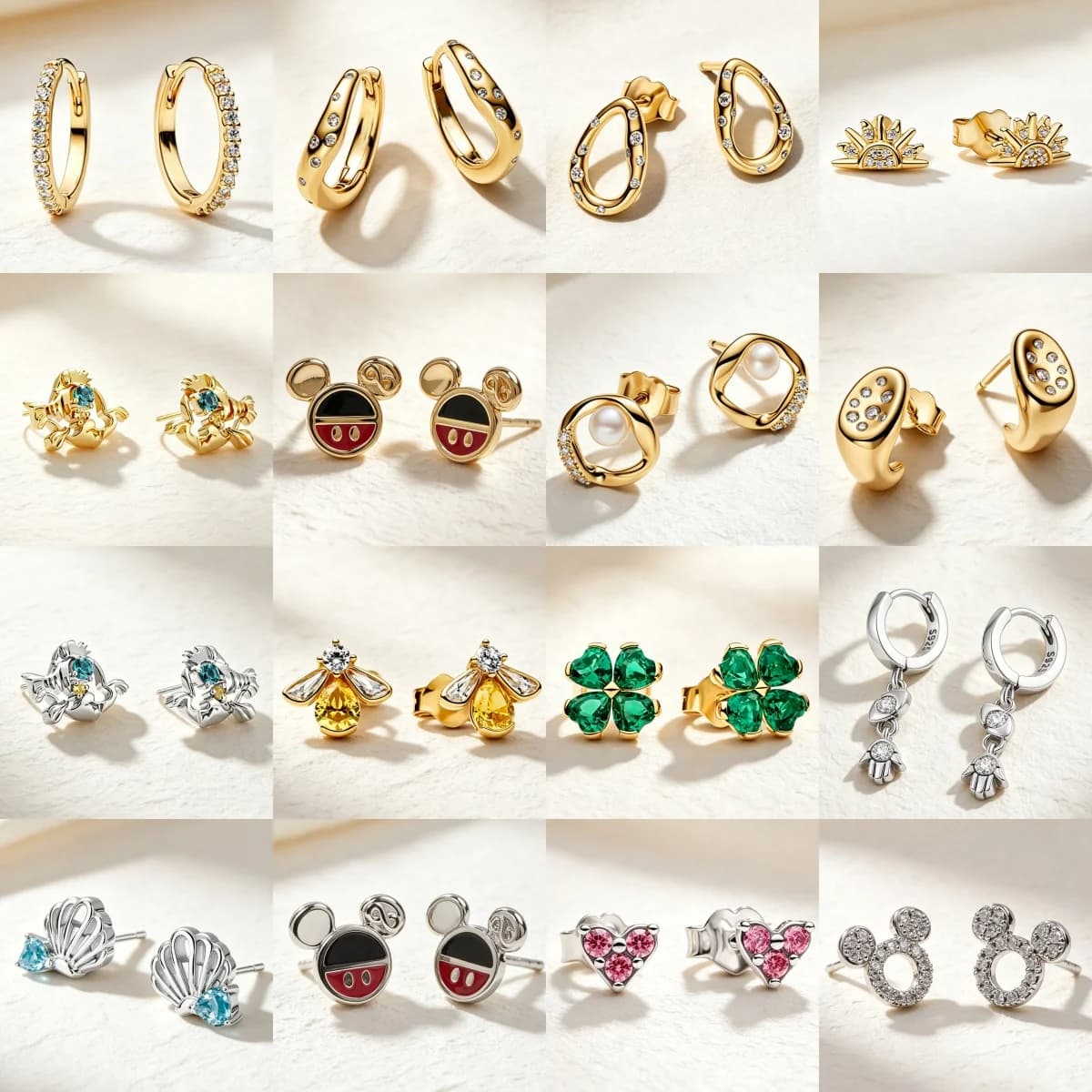 Fashion 925 Silver Heart-Shaped Shell mermaid Flower Shaped Earrings European Women's Exquisite Jewelry Charm Jewelry Gifts