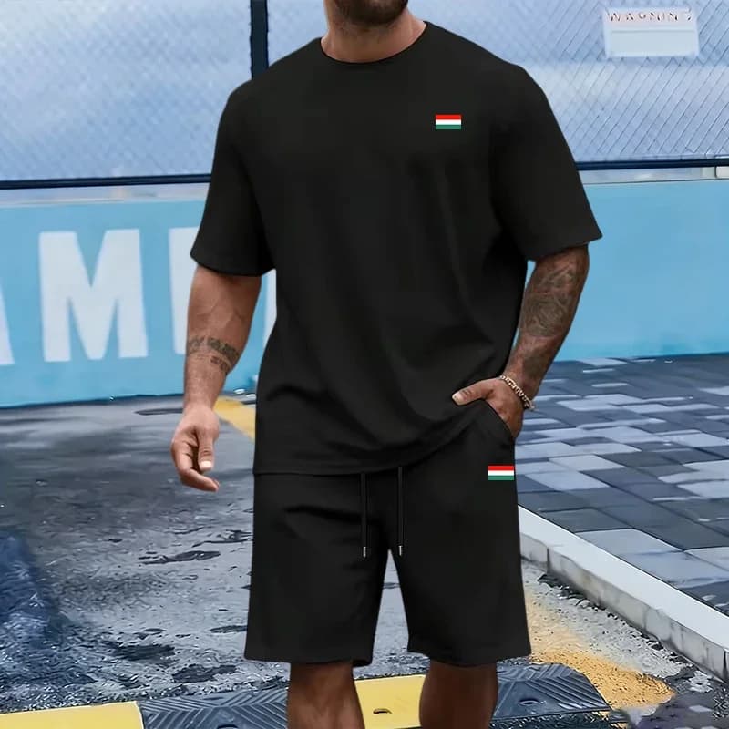 2026 Summer New Men's Set Short Sleeve T-shirt and Sports Shorts High Quality Daily Casual Fashion Tshirts Outfit Italy Printed
