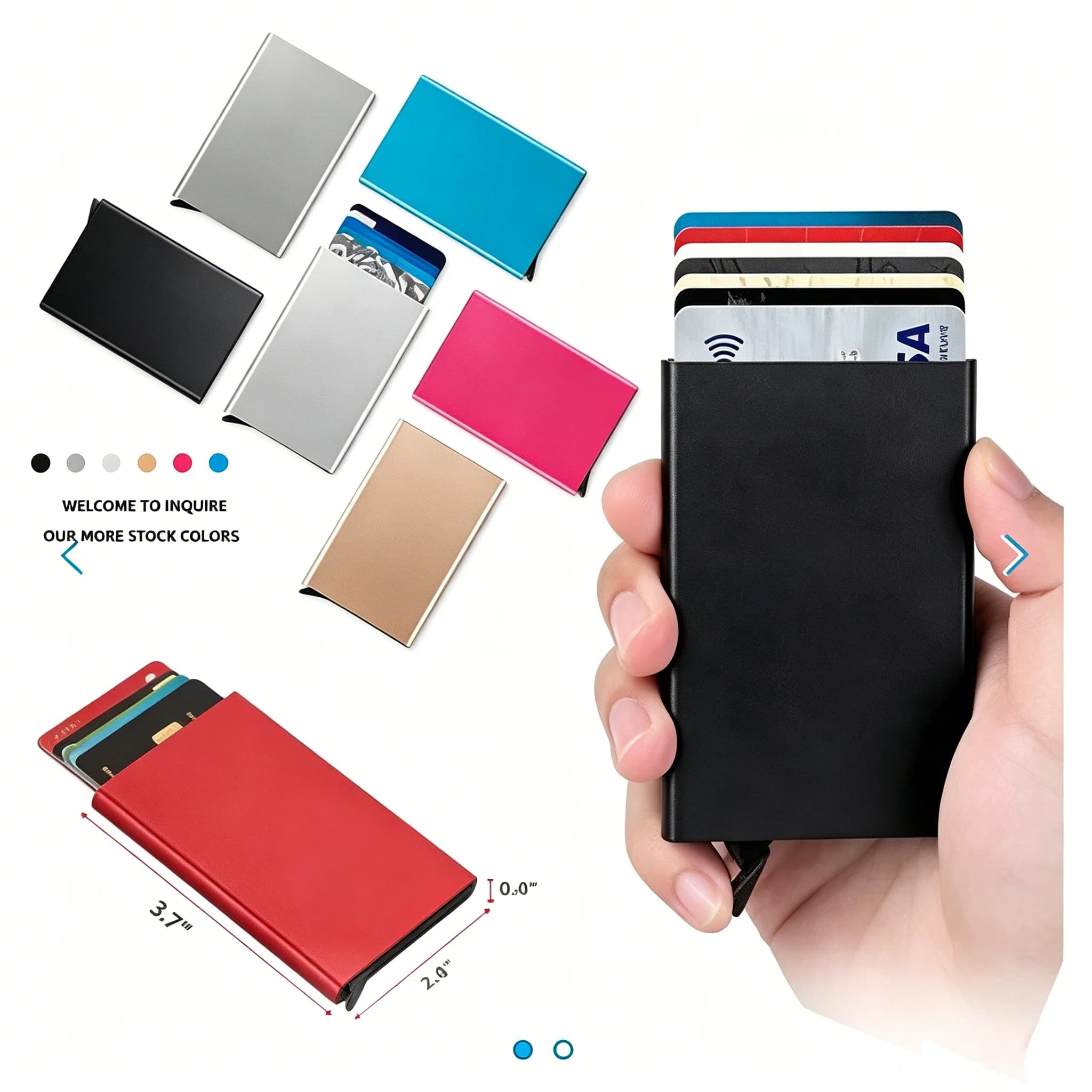 Portacarte di Credito Pop-Up di Lusso, Sottile in Metallo, Anti-RFID, Portafoglio Minimalista Intelligente per Uomo