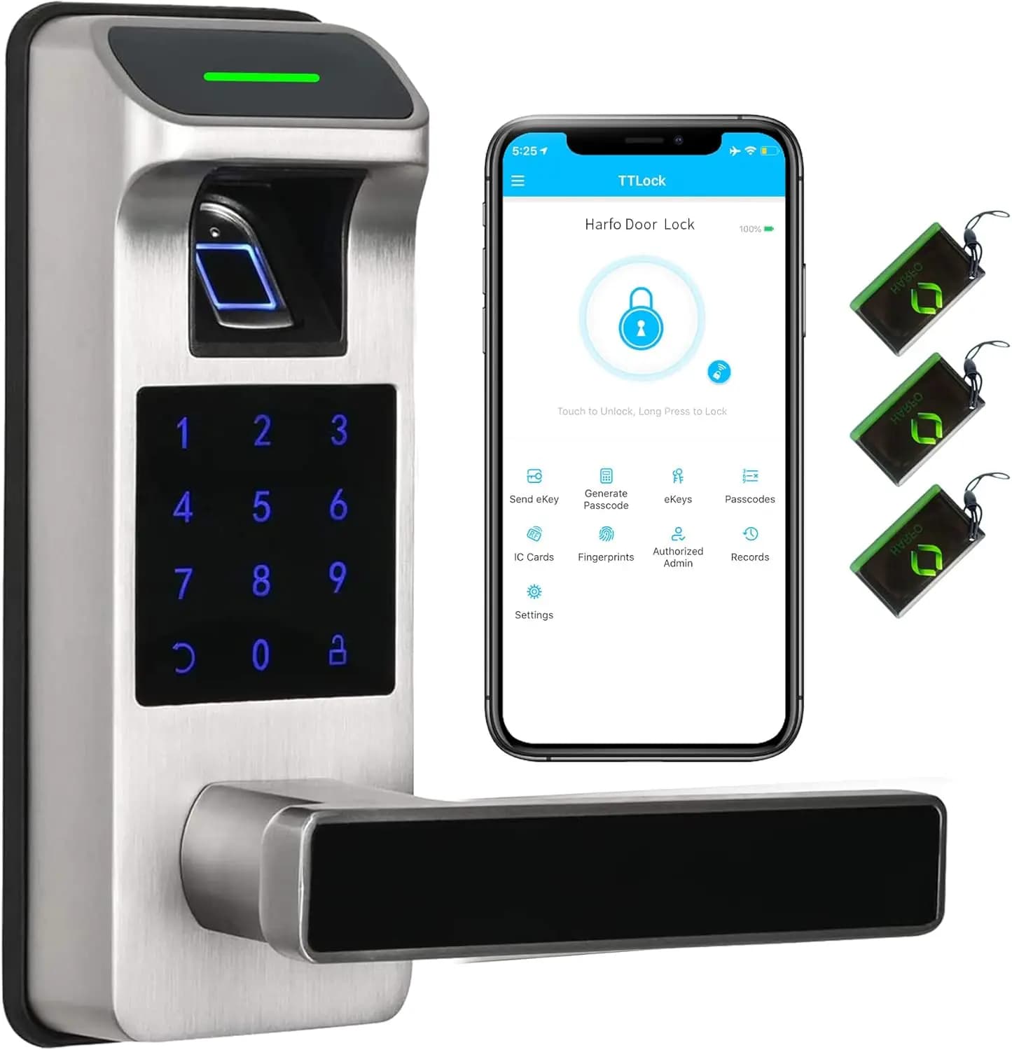 Serratura Intelligente con Impronta Digitale e Controllo App, Tastiera Touchscreen e Maniglia Reversibile per Sicurezza Casa/Ufficio