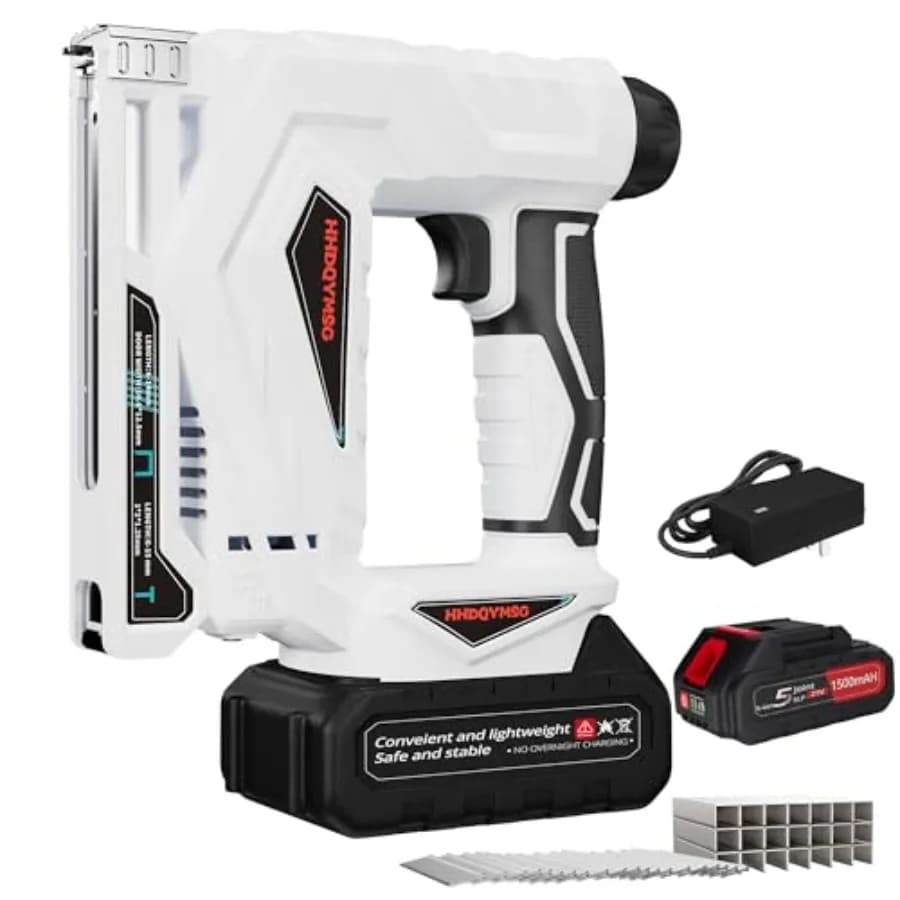 Chiodatrice e Graffatrice a Batteria per Tappezzeria e Fai-da-Te: Pistola Elettrica 2-in-1 con Batteria Nera/Grigia, 1000 Chiodi + 1000 Graffette