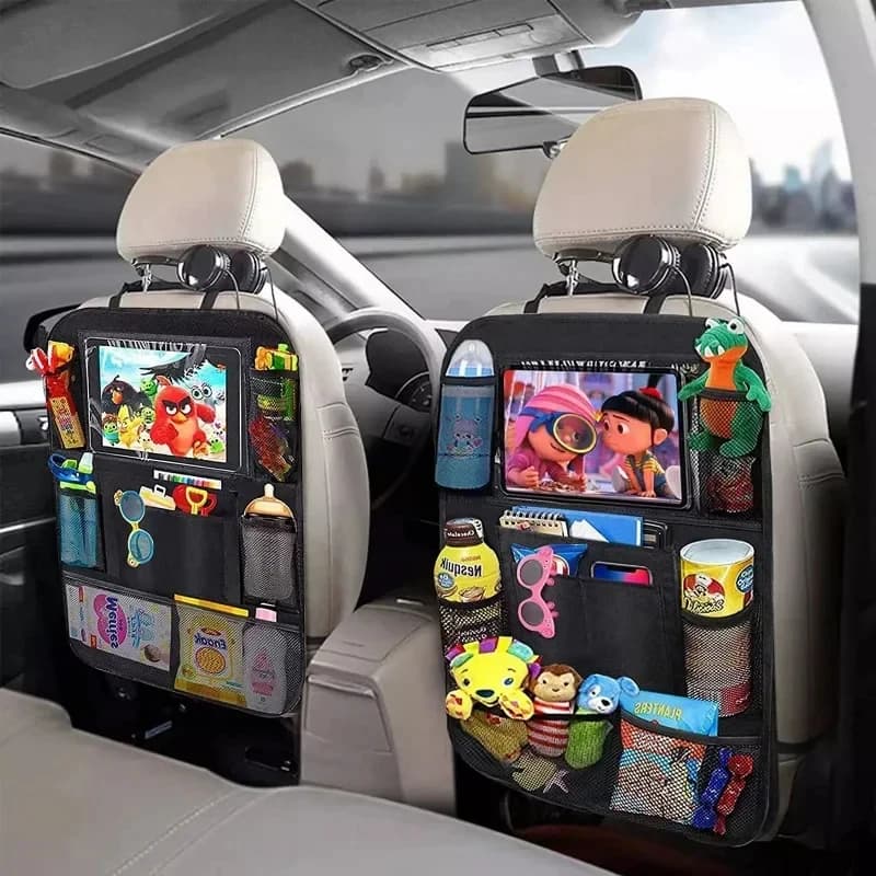 Organizer for Multifunctional Auto Seats in Oxford Fabric, Back Storage Bag with Multiple Pockets and Tablet Support, Children's Protection