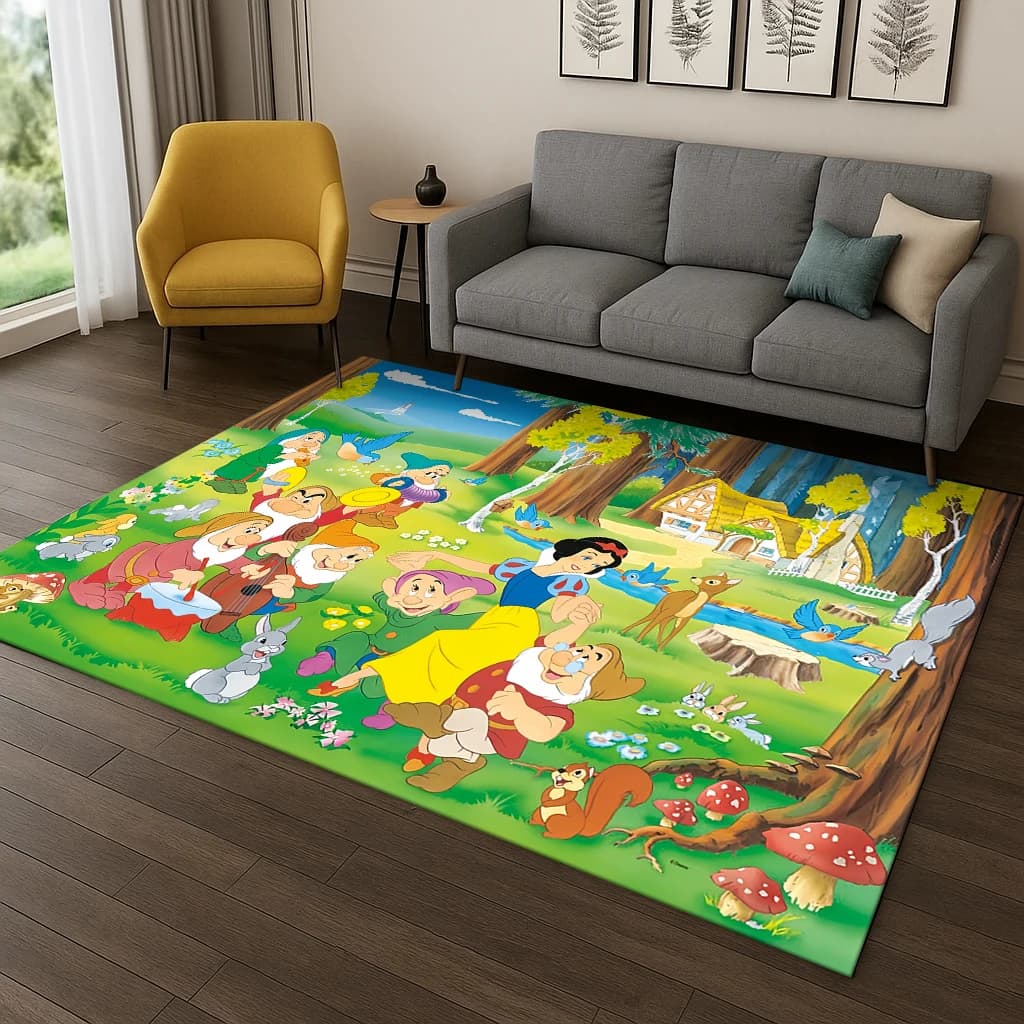 Tappeto da cartone animato principessa Biancaneve per la casa, camera da letto, soggiorno, divano, zerbino, tappeto per bambini, gioco, tappetino antiscivolo, regalo