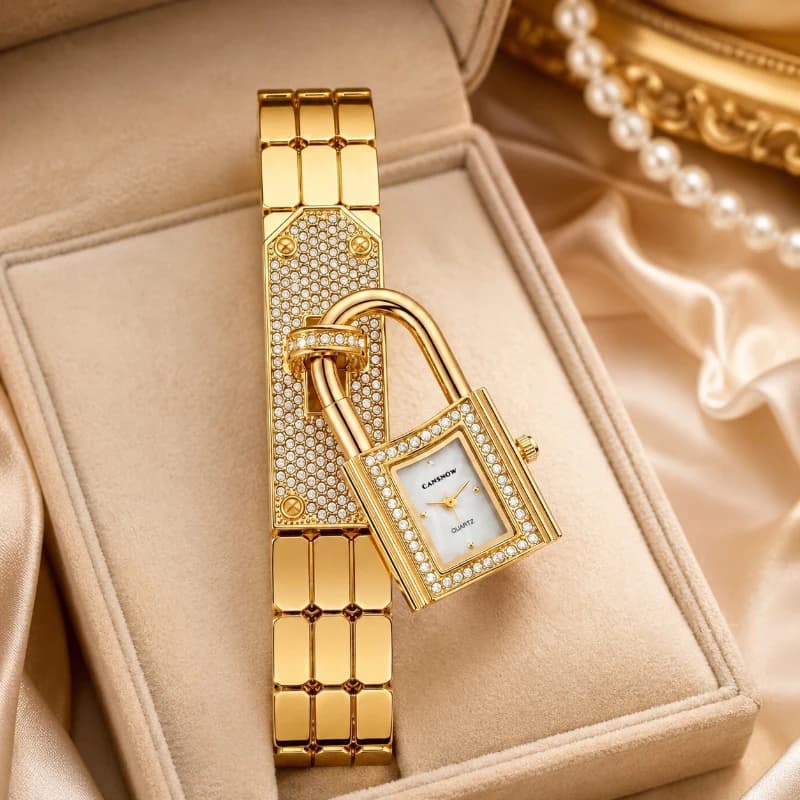Unique Women's Lock Watch Luxury Crystal Diamond Quartz Wristwatch for Woman Elegant Ladies Watch Party Jewelry relogio feminino