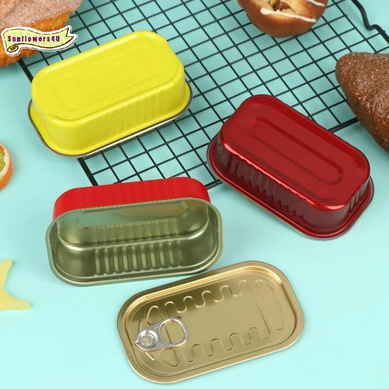 2Pcs Empty Mini Tin Box Sealed Food Can With Pull Ring Cover Metal Rectangular Multipurpose Small Organizer Storage Box