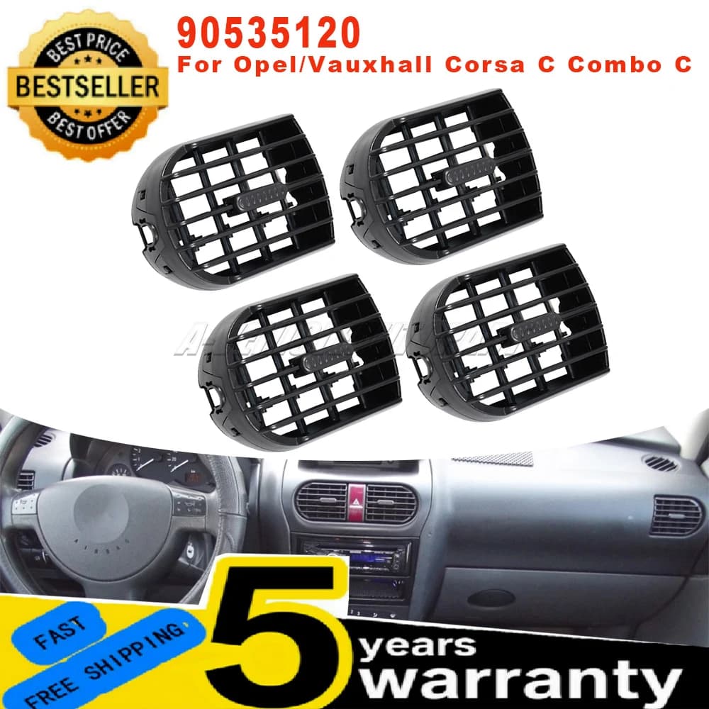 Nuovo per Opel/Vauxhall Combo C S07 Corsa C, Coperture Nere per Bocchette d'Aria Anteriori, Griglia Diffusore 90535120, Accessori Auto