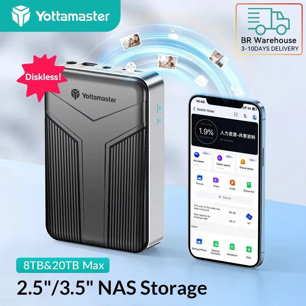 Yottamaster2.5"/3.5" SATA HDD NAS Rete Archiviazione cloud privata Custodia per disco rigido Archiviazione cloud con custodia HDD esterna