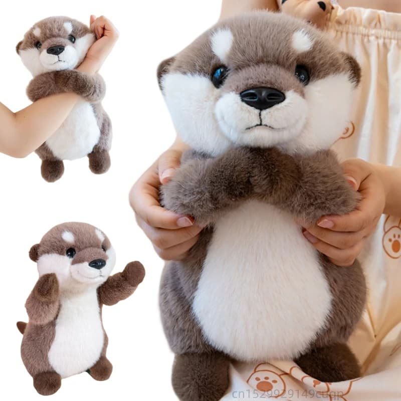 25/35cm Simulation Cute Otter Plush Doll Pillow Standing Curtain Button Magnetic Suction Otter Plush Toy Home Decor Gift For Kid