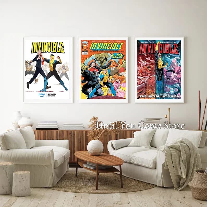 Frameless Canvas Art Painting Pictures, Cartoon Anime I-Invincible Series Poster Print for Living Room Bedroom Home Wall Decor