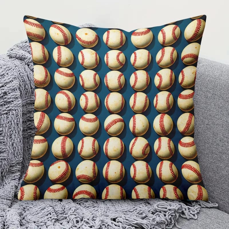 Fodera per cuscino con motivo a griglia da baseball – Design sportivo con pallina realistica per decorazioni per la casa e regali per i fan. Fodera per cuscino 40x40 cm