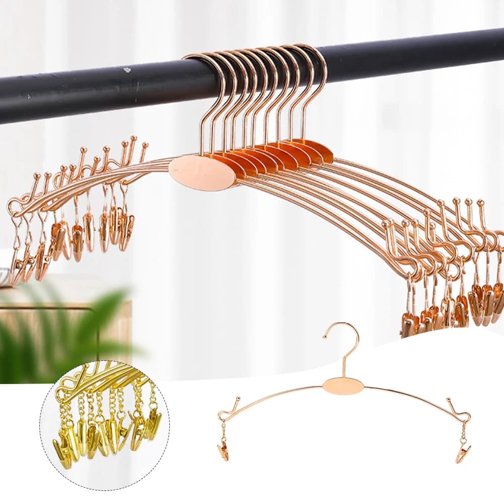 5/10 pezzi grucce in metallo per biancheria intima reggiseno molletta mutandine clip gancio antiscivolo stendibiancheria guardaroba organizzatore di stoccaggio